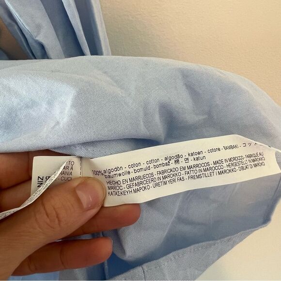 Zara Sky Blue Poplin Dress with Buckle Belt NEW Size Small Blogger Favorite - Picture 14 of 14